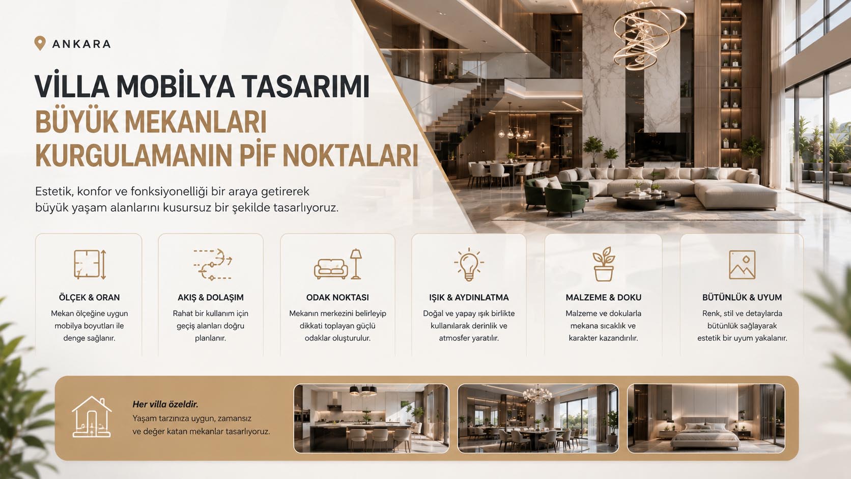 Villa mobilya tasarımı büyük mekânlarda denge ve bütünlük — Nabbani Home